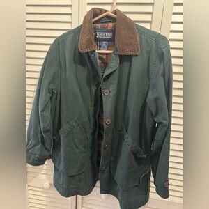 Lands' End Women’s Forest Green Jacket with Corduroy Collar
